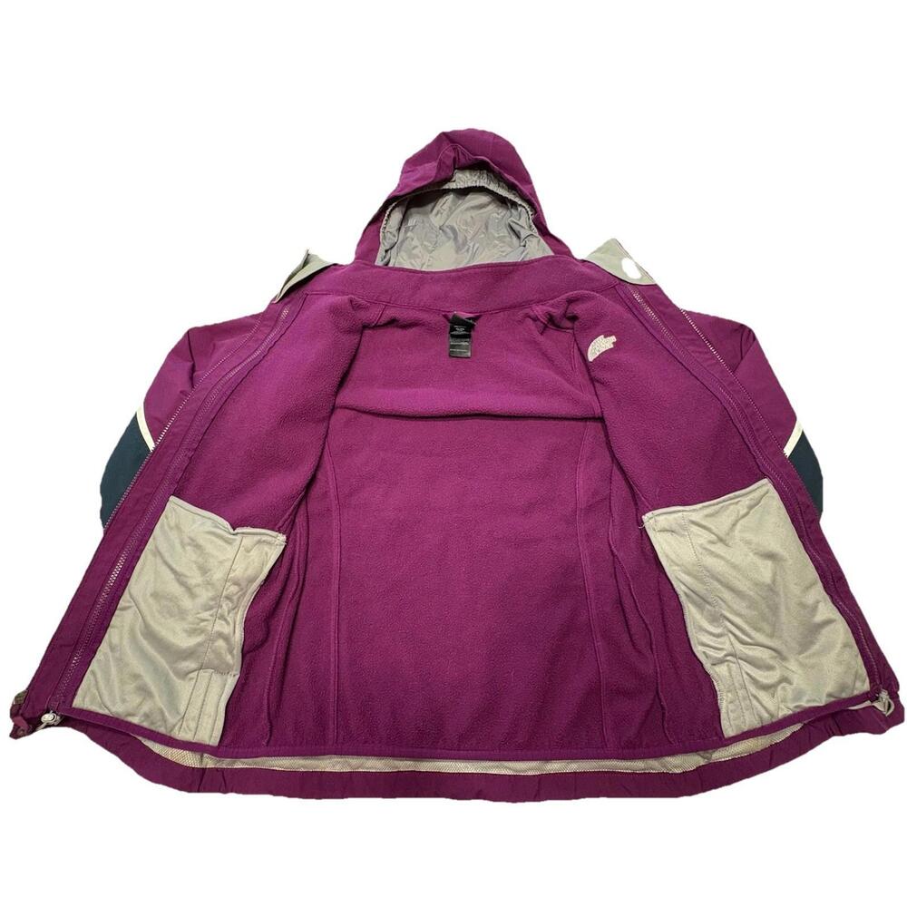 The North Face Girl's Sz XL 18 Purple 2-in-1 Fleece Lined Rain Snow Jacket EUC - Picture 6 of 15